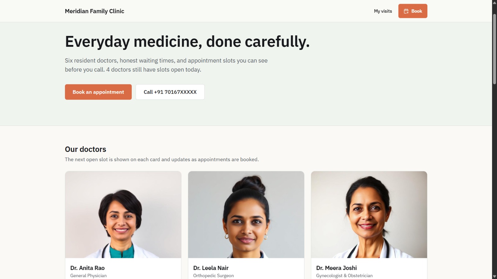 Meridian Family Clinic project mockup